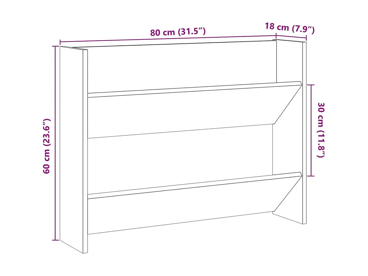 Armoire à chaussures murale chêne artisanal bois d'ingénierie