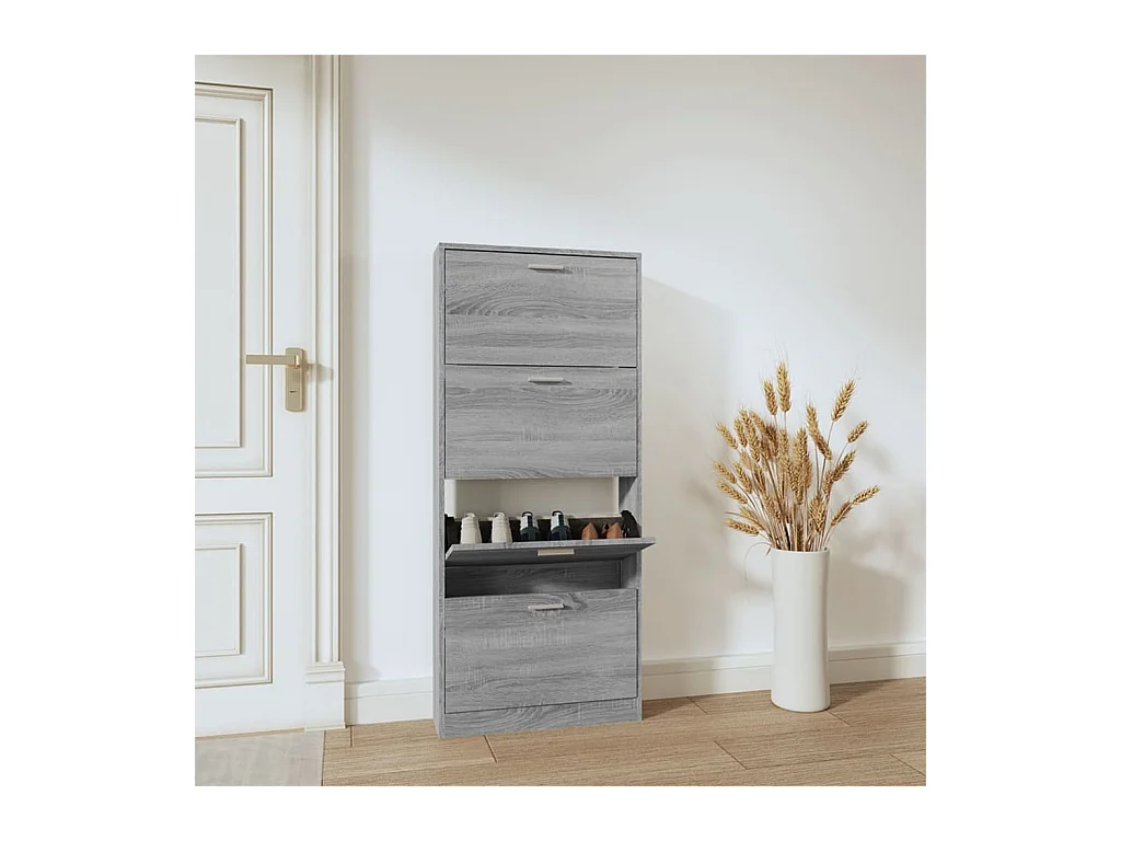 Armoire à chaussures Sonoma gris 59x17x150 cm Bois d'ingénierie