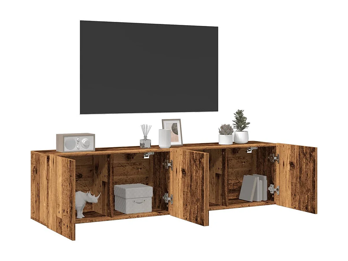 Meubles TV muraux 2 pcs vieux bois 80x30x41 cm