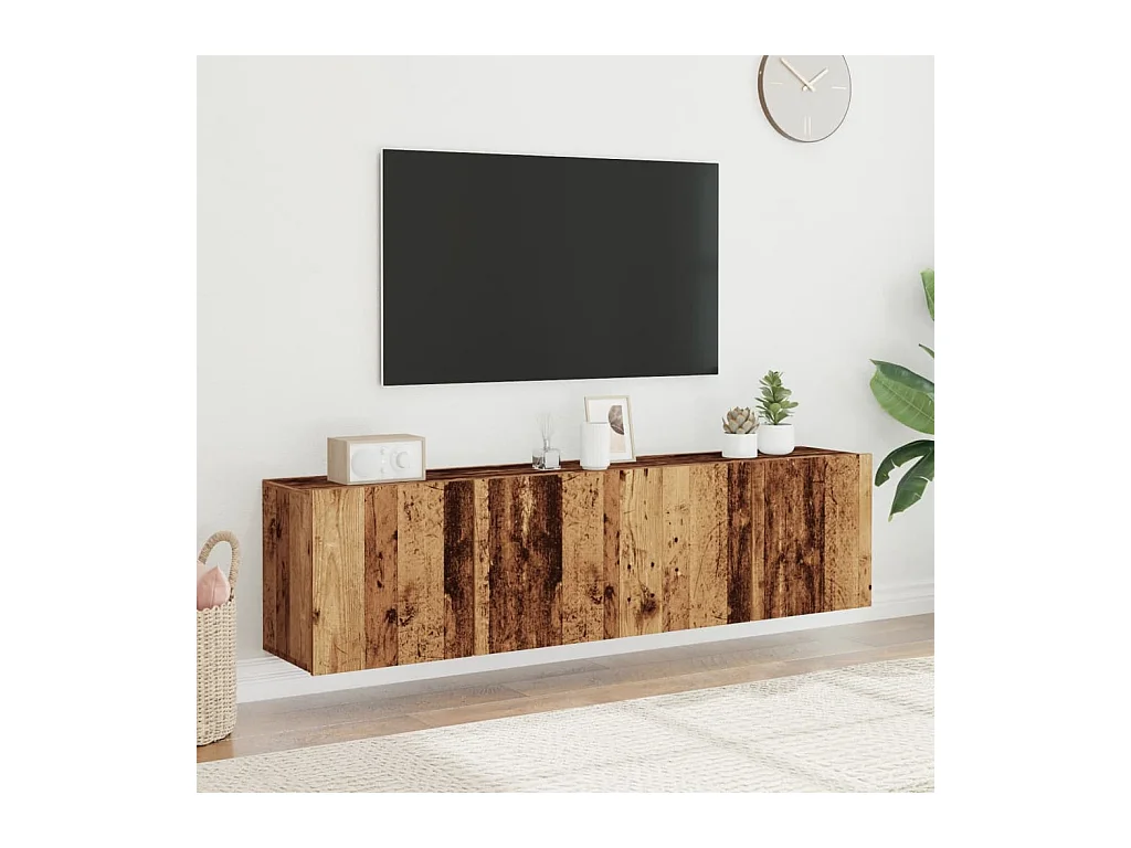 TV-kastjes voor wandmontage 2 stuks oud hout 80x30x41 cm
