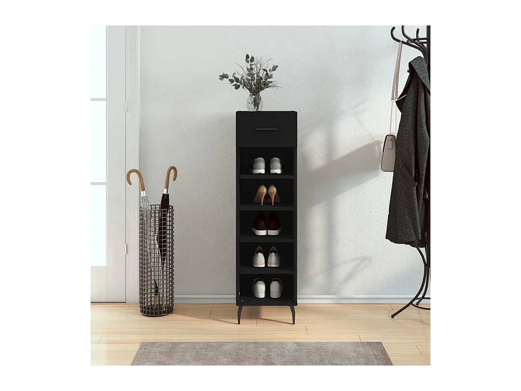 Armoire à chaussures noir 30x35x105 cm bois d'ingénierie