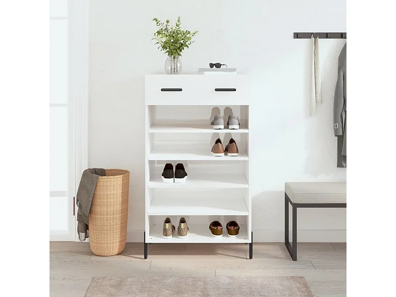 Armoire à chaussure Blanc brillant 60x35x105 cm Bois ingénierie