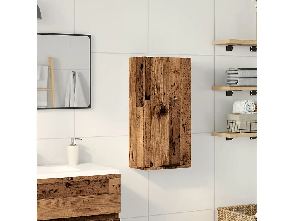 Armoire de salle de bain murale vieux bois 32x20x67 cm