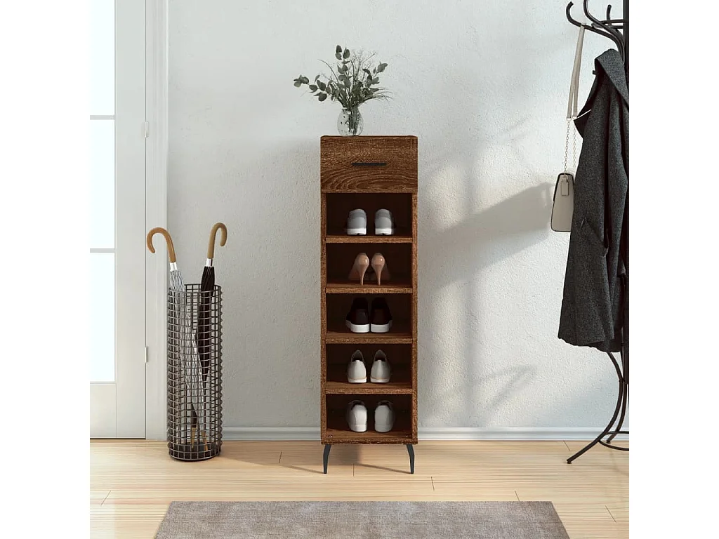 Meuble à chaussures chêne marron 30x35x105 cm bois d'ingénierie