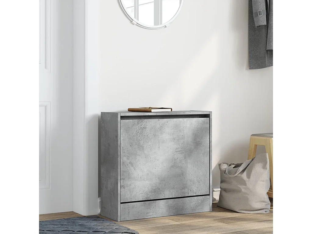 Sapateira cinza concreto 60x21x57 cm madeira projetada