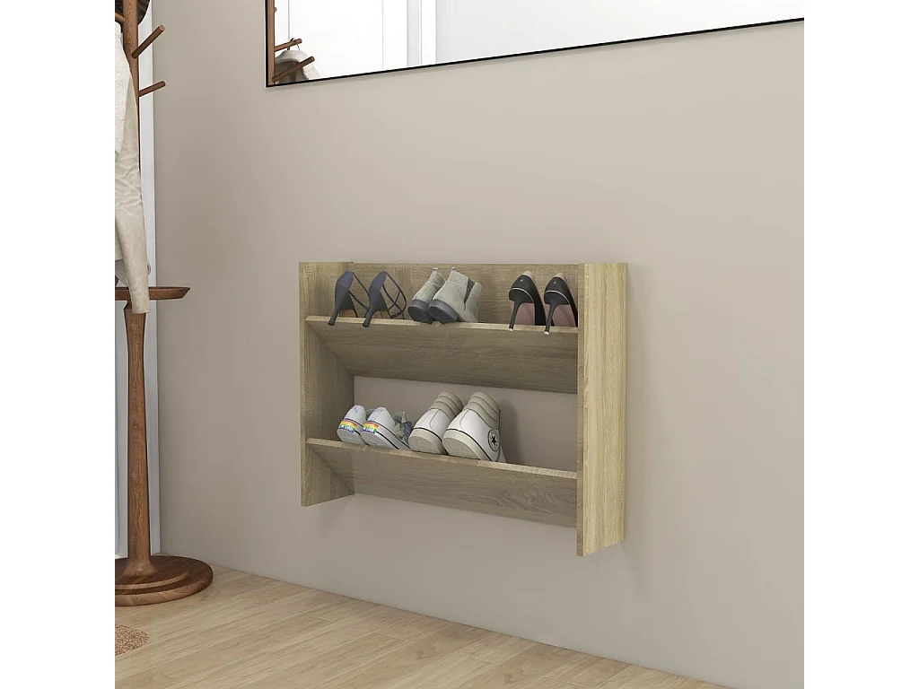 Zapatero de pared Roble Sonoma 80x18x60 cm Aglomerado