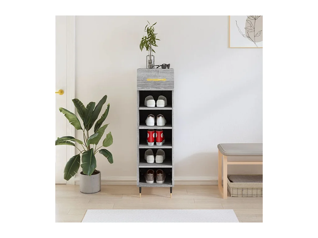 Sonoma grijze schoenenkast 30x35x105 cm samengesteld hout