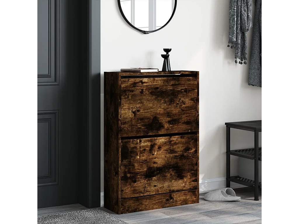 Scarpiera in rovere affumicato 60x21x87,5 cm in derivati del legno