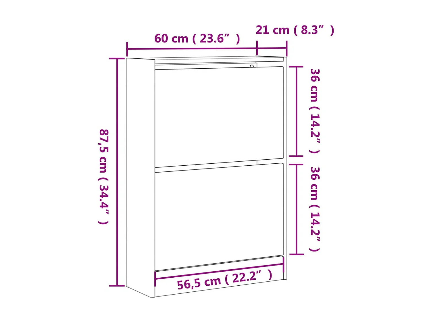 Scarpiera in rovere affumicato 60x21x87,5 cm in derivati del legno