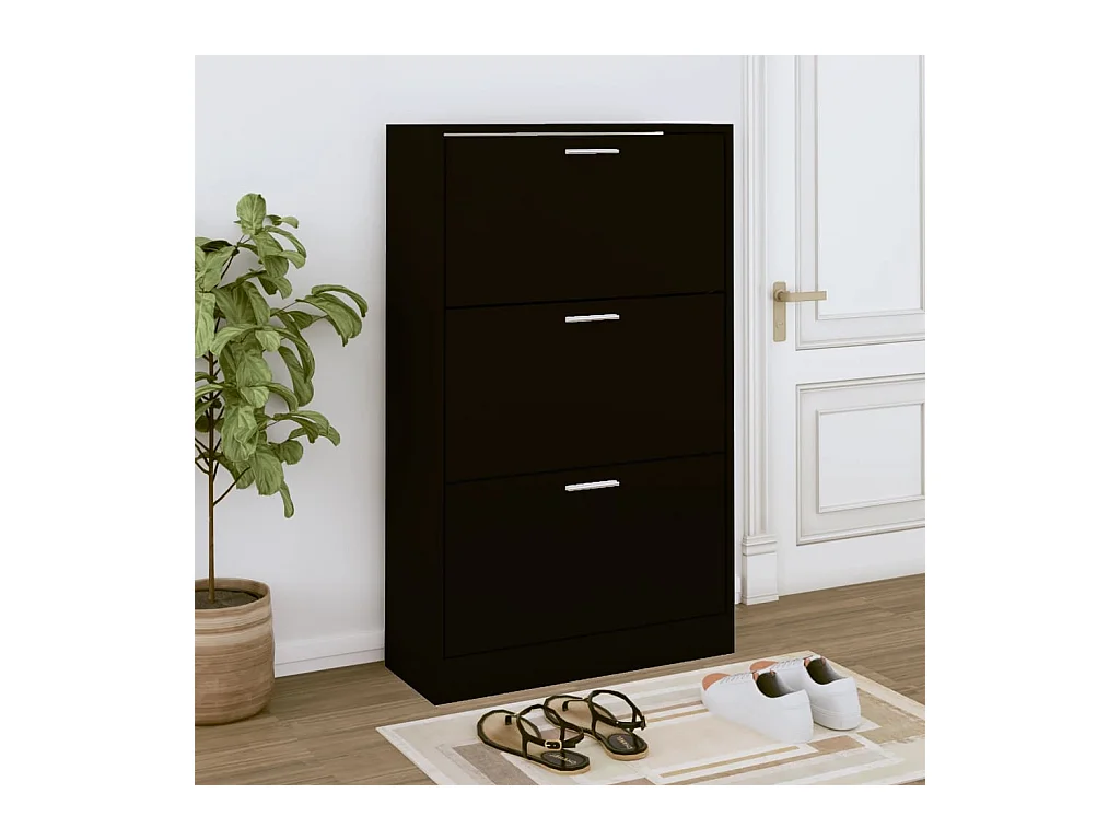 Schuhschrank Schwarz 63x24x103 cm Holzwerkstoff