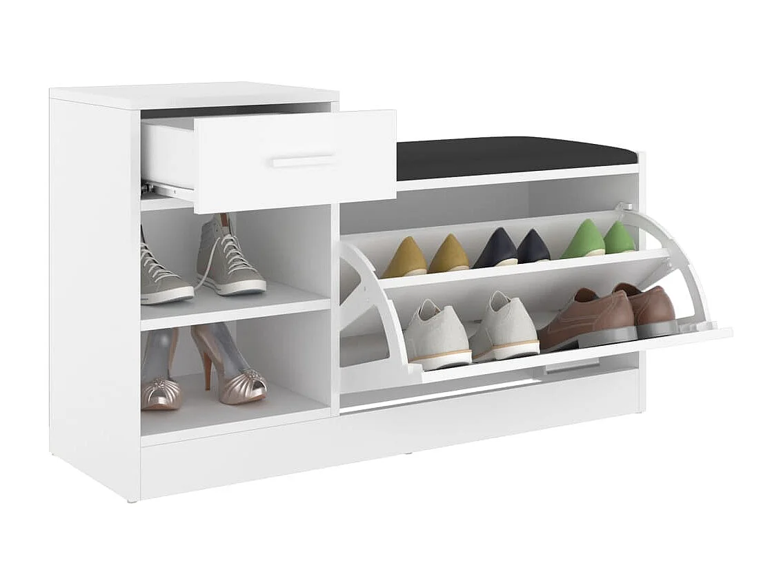 Banc à chaussures Blanc 94,5x31x57 cm Bois d'ingénierie