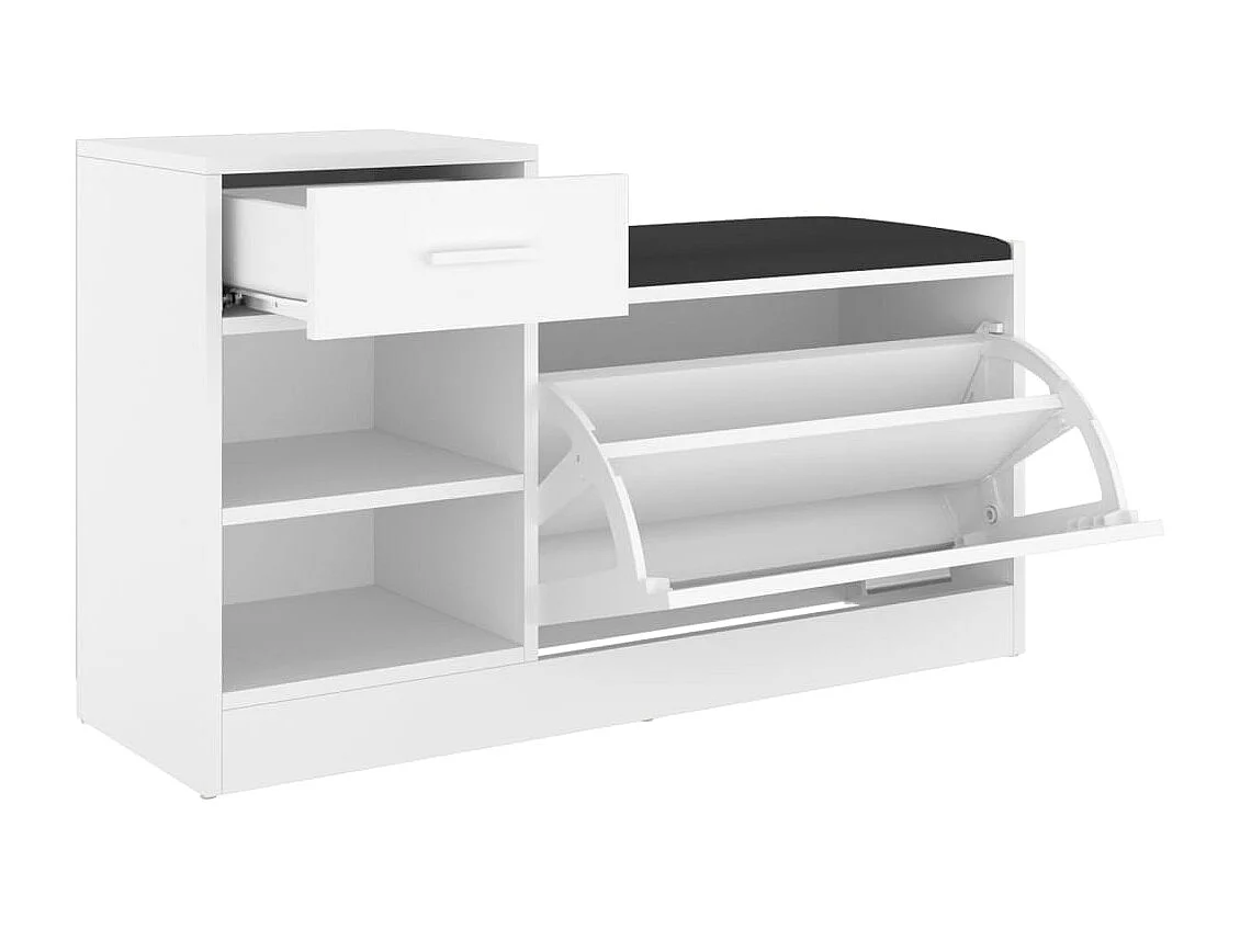 Banc à chaussures Blanc 94,5x31x57 cm Bois d'ingénierie