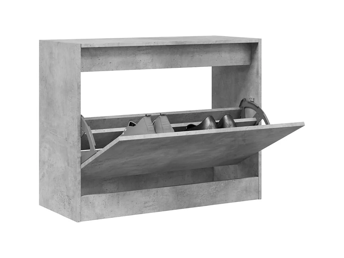 Betongrauer Schuhschrank 80x34x63 cm, Holzwerkstoff