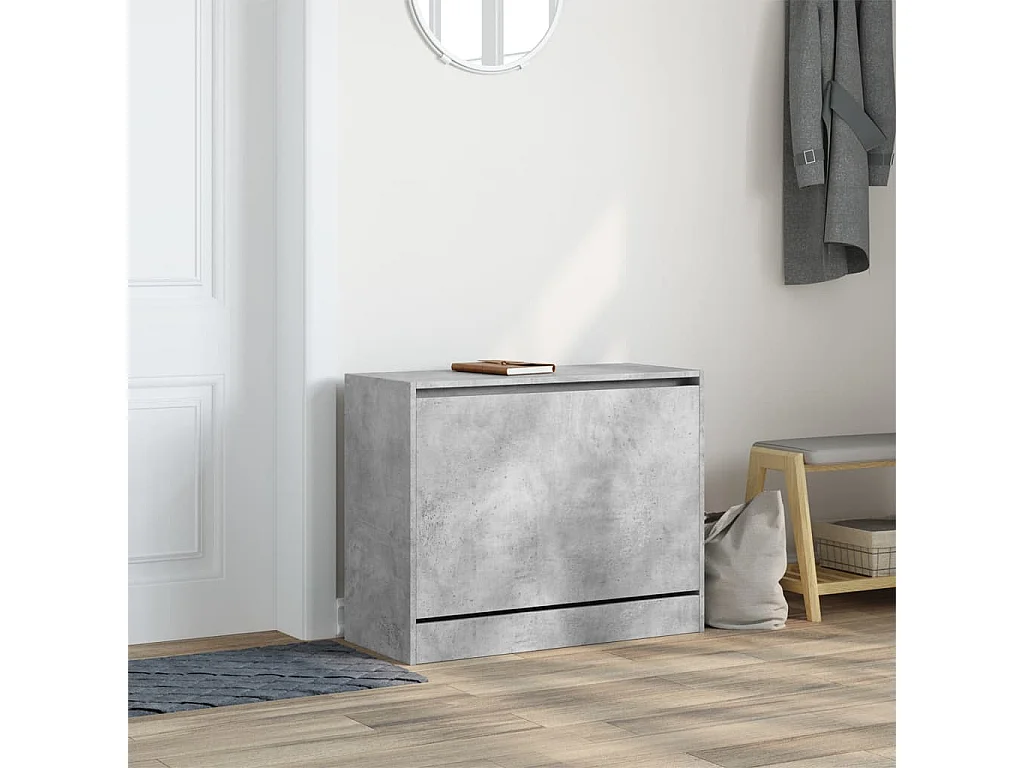 Armoire à chaussures gris béton 80x34x63 cm bois d'ingénierie