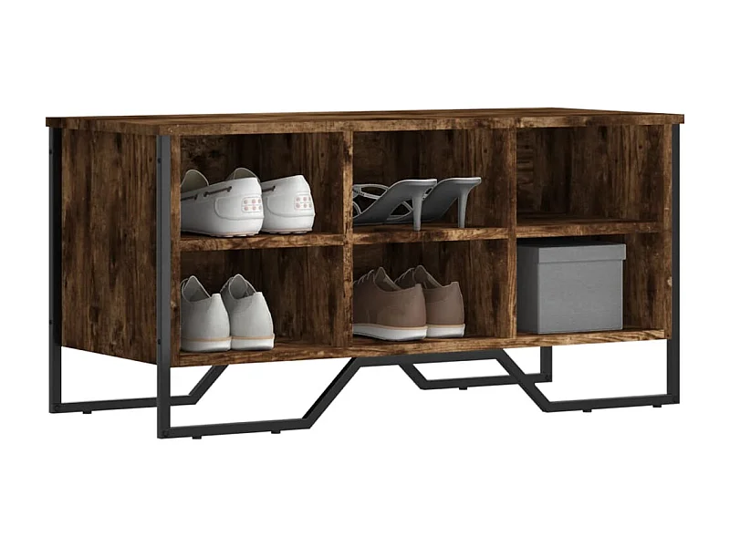 Schuhschrank aus geräucherter Eiche, 90 x 38 x 45,5 cm, Holzwerkstoff
