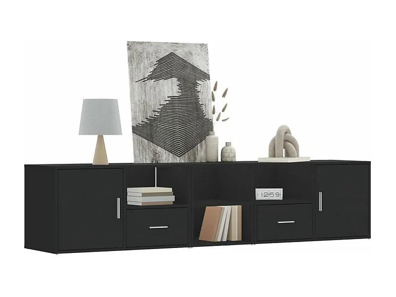 Zwarte hoekkast 200x40x45 cm samengesteld hout