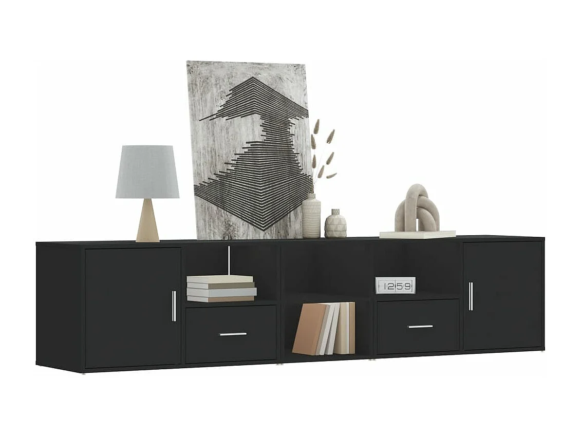 Armoire d'angle noir 200x40x45 cm bois d’ingénierie