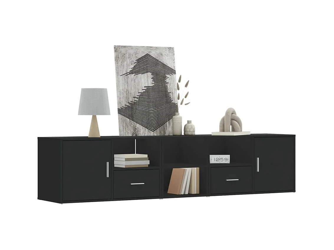 Zwarte hoekkast 200x40x45 cm samengesteld hout