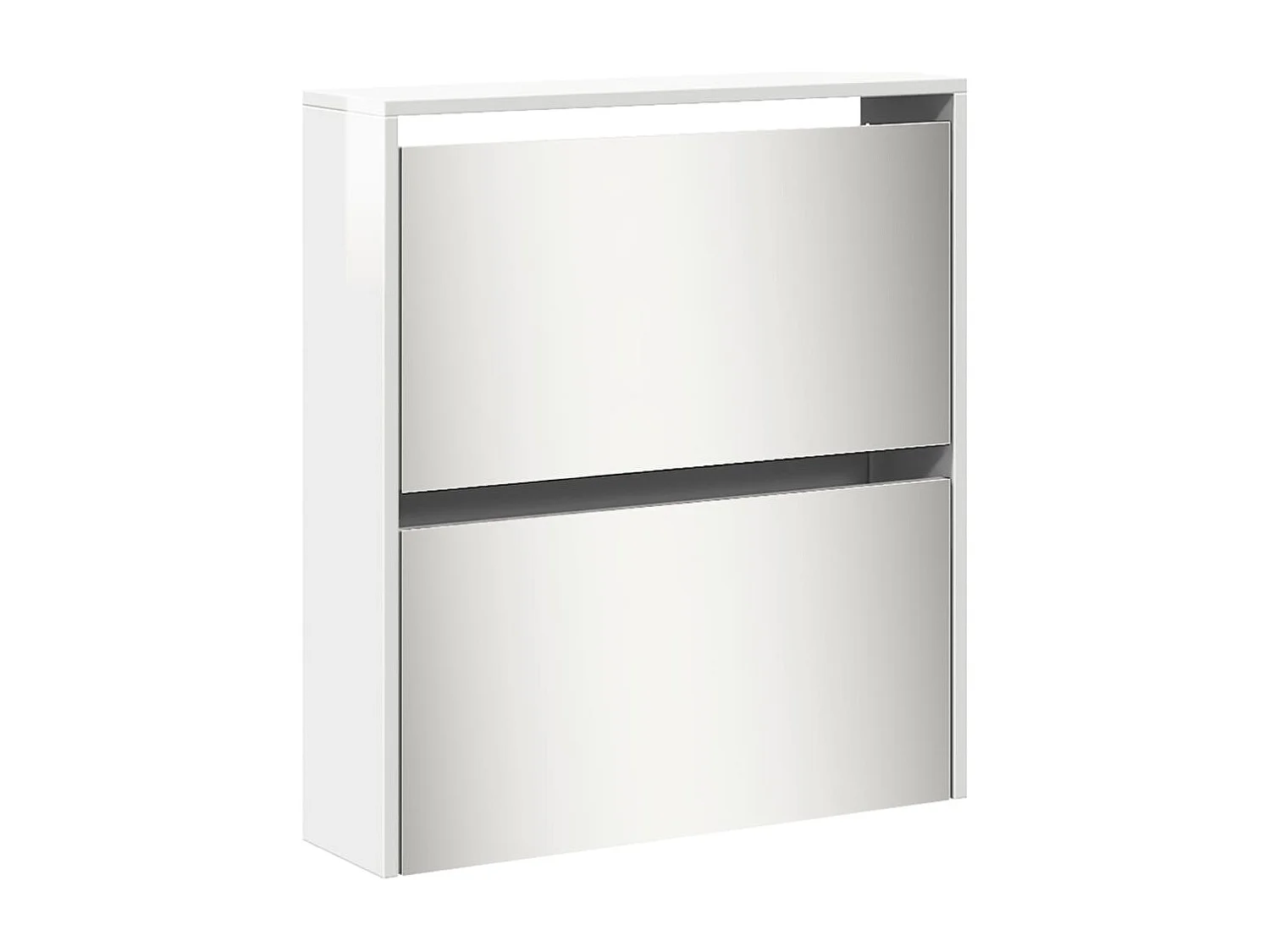 Scarpiera a specchio 5 livelli bianco lucido 63x17x169,5cm