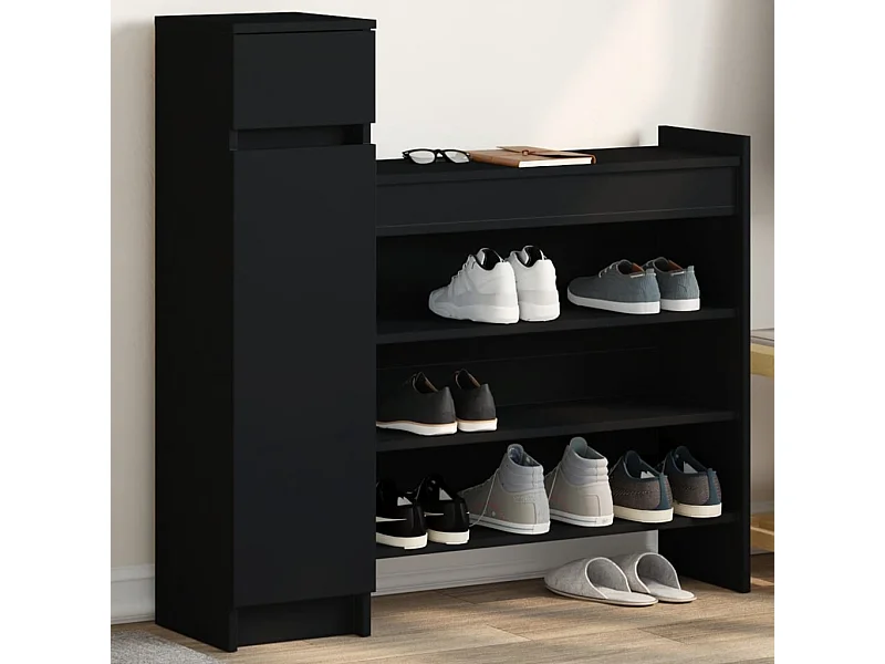 Armoire à chaussures noir 100,5x28x100 cm bois d'ingénierie