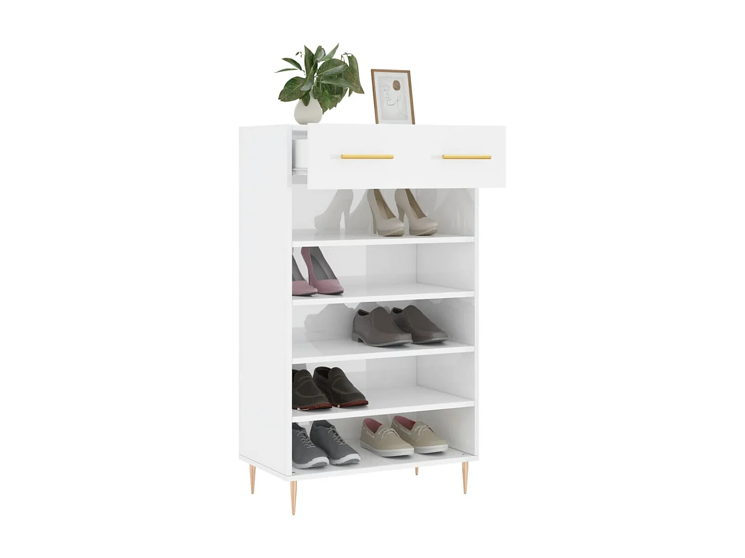 Armoire à chaussure Blanc brillant 60x35x105 cm Bois ingénierie
