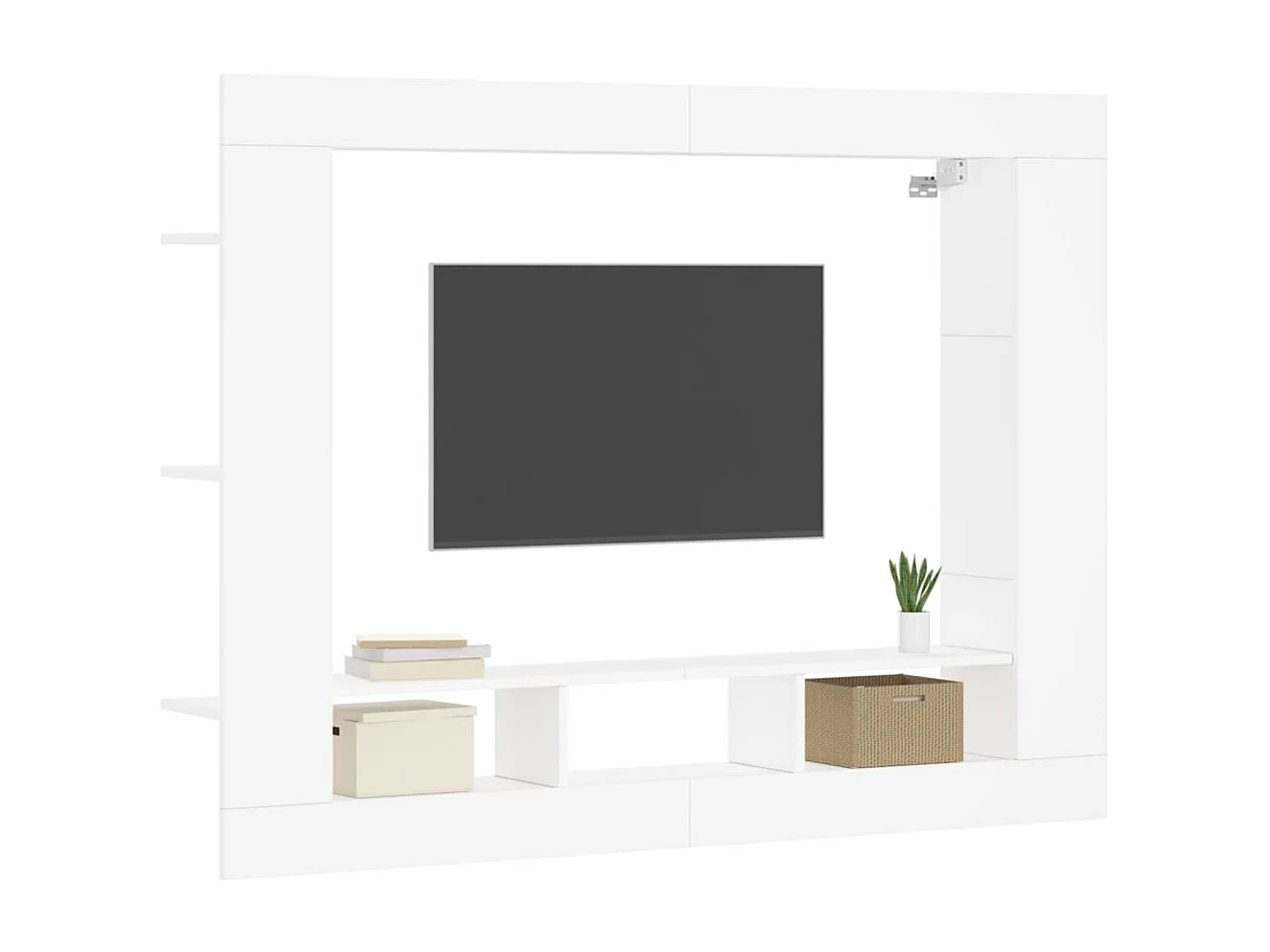 Meuble TV blanc 152x22x113 cm bois d'ingénierie