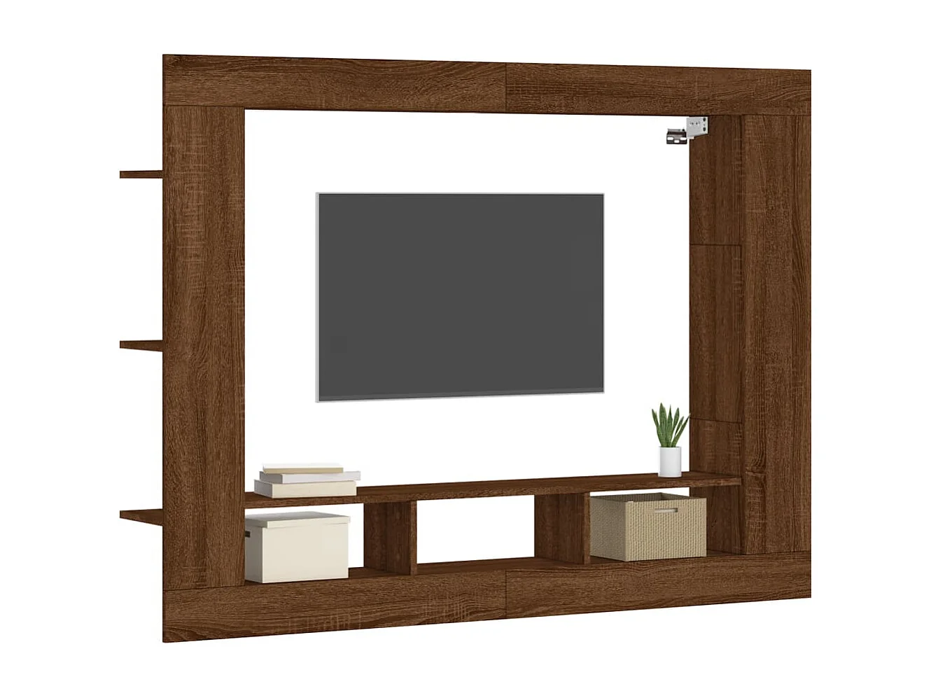 Meuble TV chêne marron 152x22x113 cm bois d'ingénierie