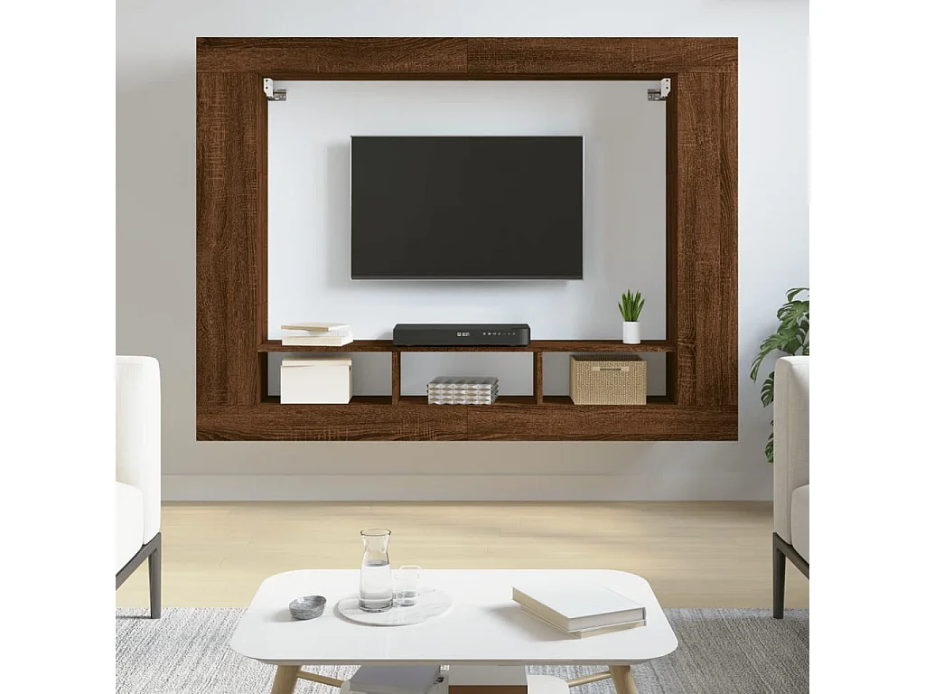 Meuble TV chêne marron 152x22x113 cm bois d'ingénierie