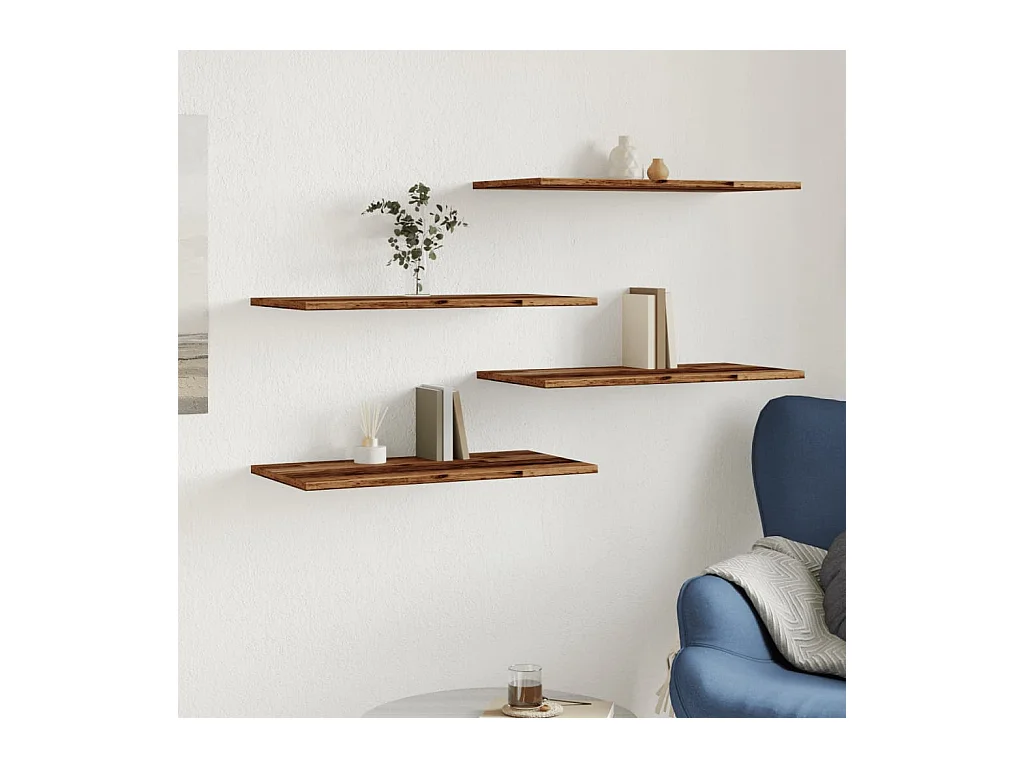 Wandplanken 4 stuks oud hout 60x30x1,5cm samengesteld hout
