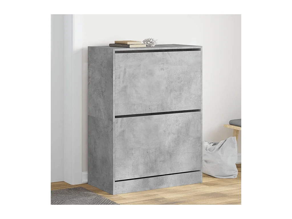Scarpiera pieghevole a 2 cassetti grigio cemento