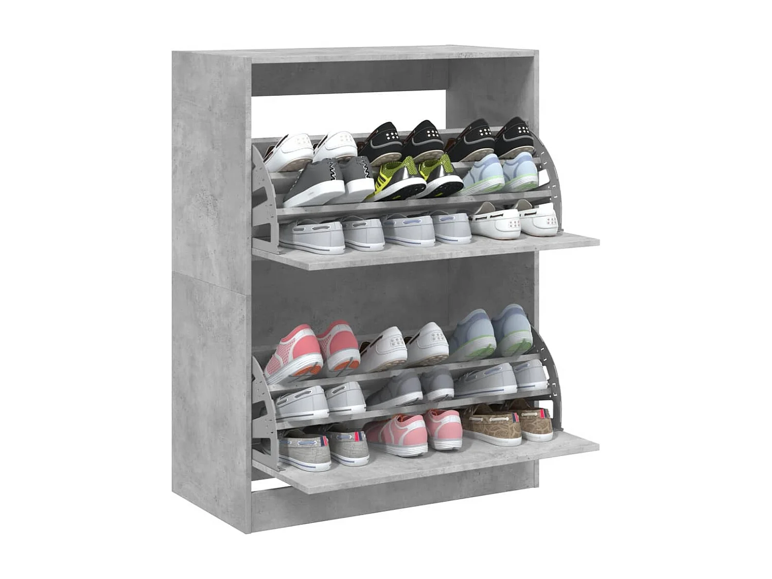 Armoire à chaussures 2 tiroirs rabattables gris béton