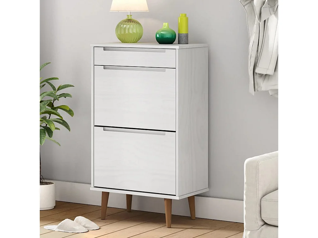 Armoire à chaussures MOLDE Blanc 59,5x35x103 cm Bois de pin