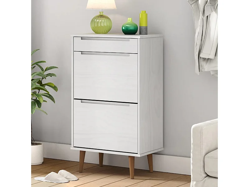 Armoire à chaussures MOLDE Blanc 59,5x35x103 cm Bois de pin