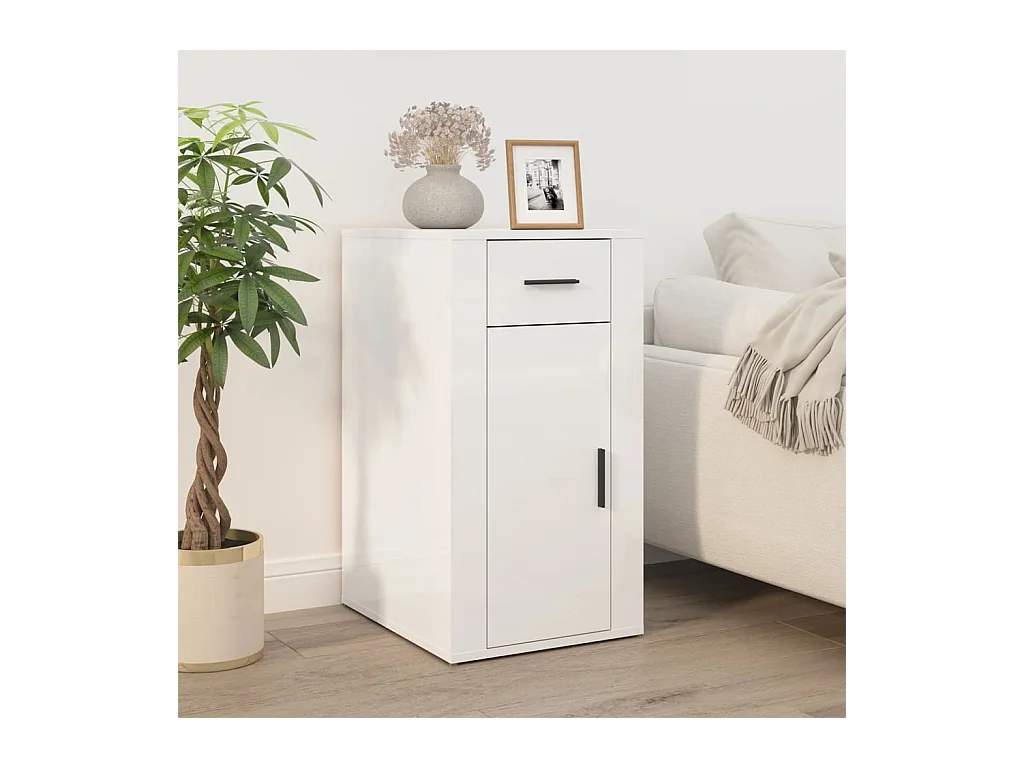 Armoire de bureau Blanc brillant 40x49x75 cm Bois d'ingénierie