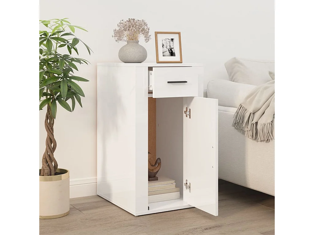 Armoire de bureau Blanc brillant 40x49x75 cm Bois d'ingénierie