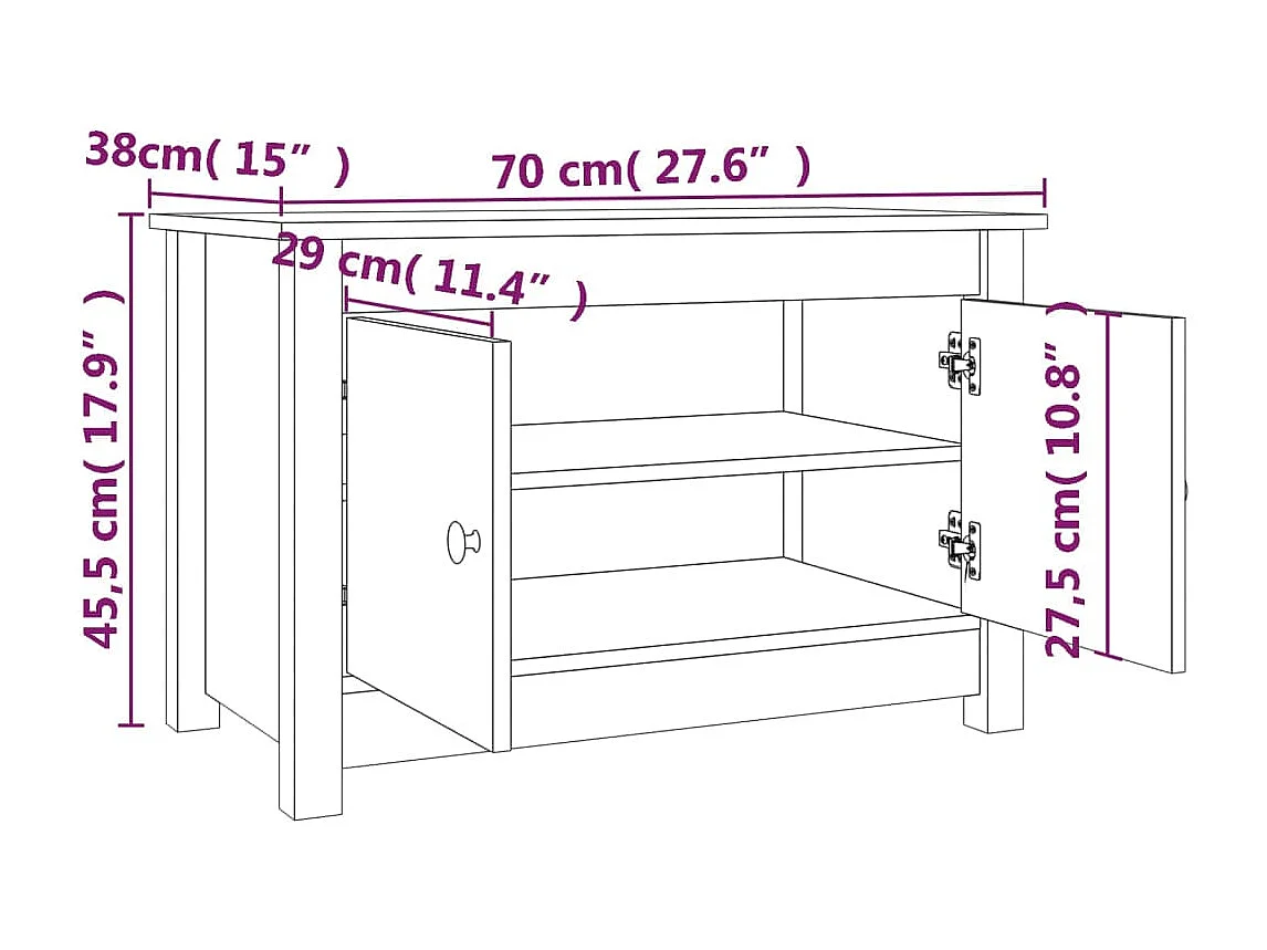 Armoire à chaussures 70x38x45,5 cm Bois de pin massif