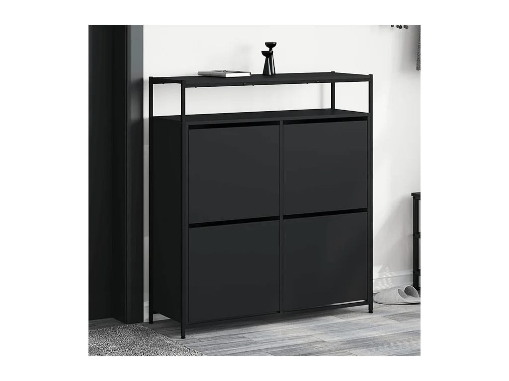 Armoire à chaussures 4 tiroirs rabattables noir 100x34x112 cm