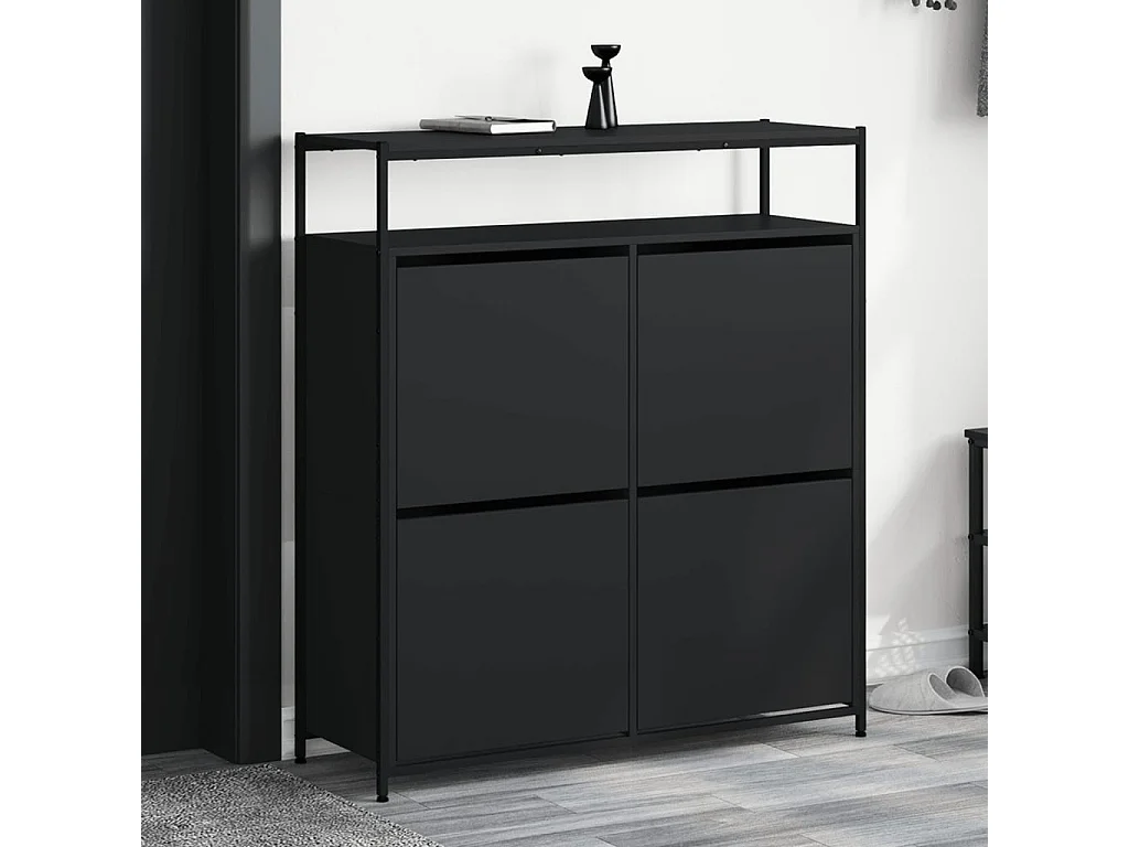 Armoire à chaussures 4 tiroirs rabattables noir 100x34x112 cm