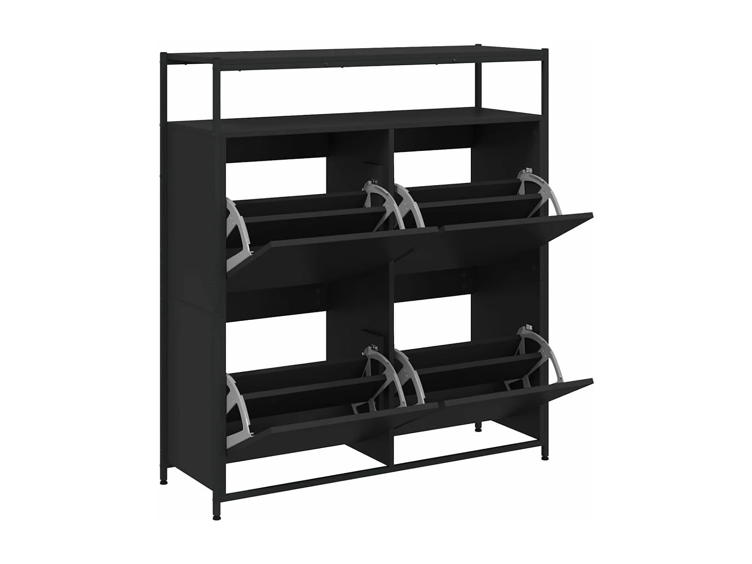 Armoire à chaussures 4 tiroirs rabattables noir 100x34x112 cm