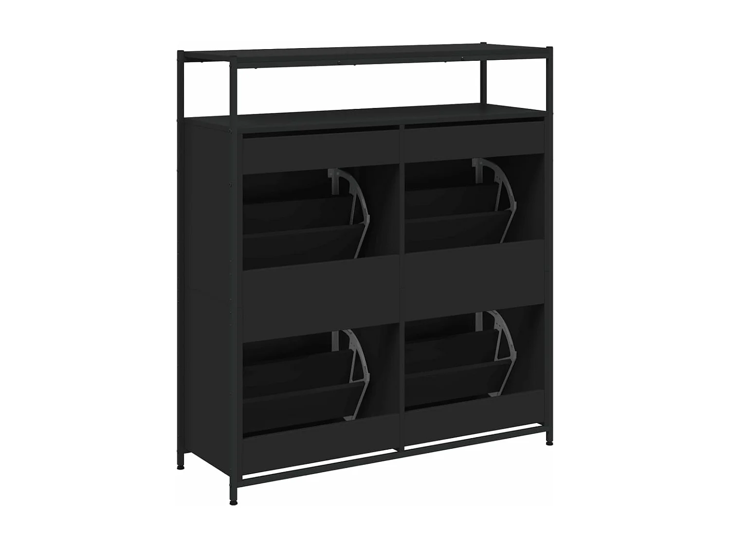 Armoire à chaussures 4 tiroirs rabattables noir 100x34x112 cm