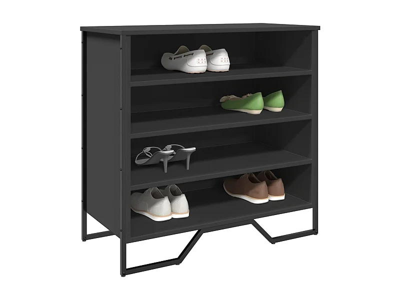 Armoire à chaussures noir 80x38x78 cm bois d'ingénierie
