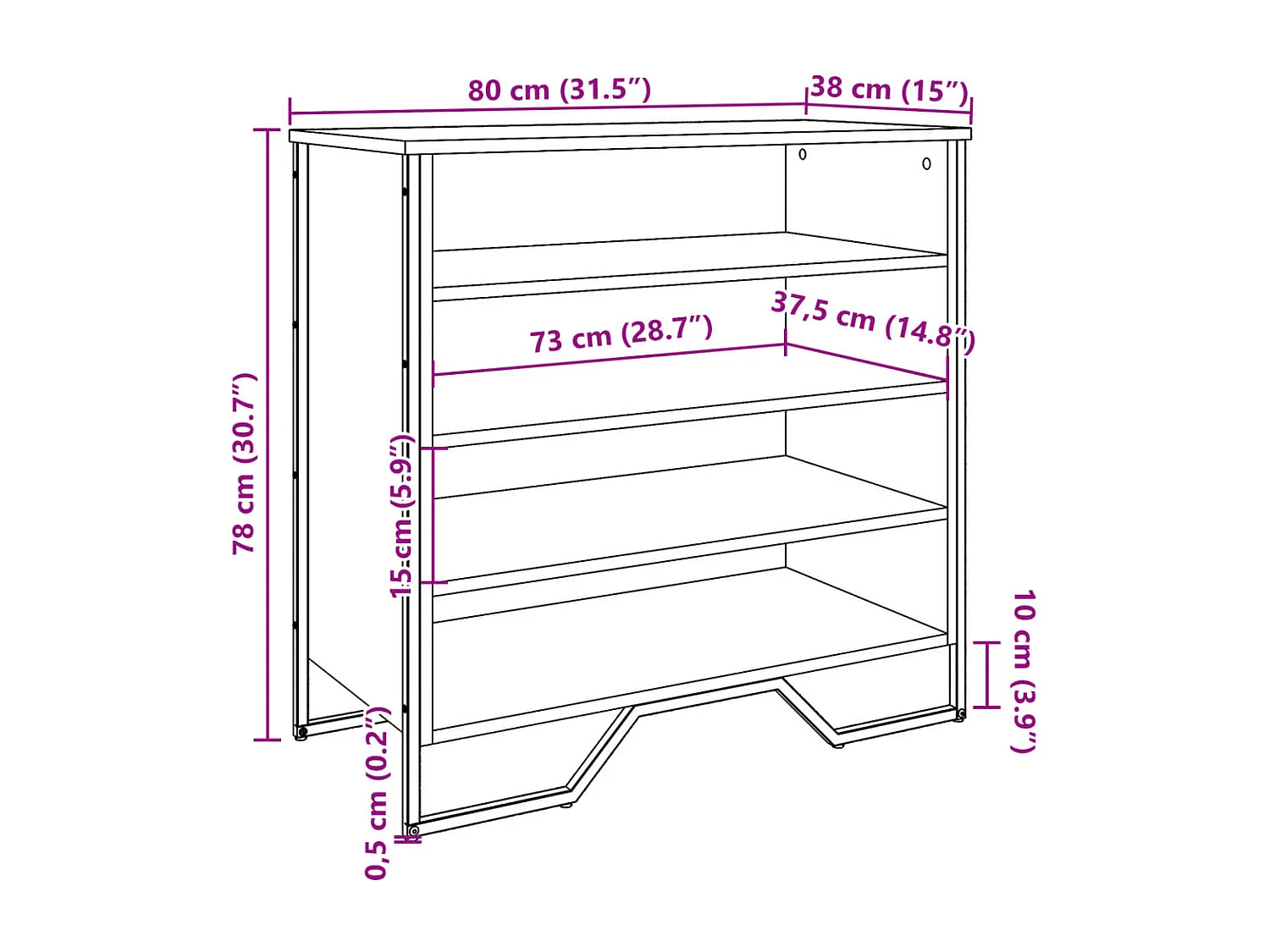Armoire à chaussures noir 80x38x78 cm bois d'ingénierie
