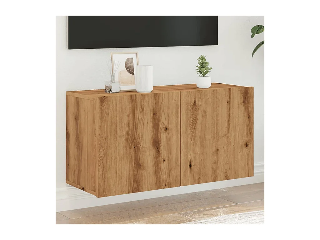 Handgemaakt eiken tv-wandmeubel 80x30x41 cm