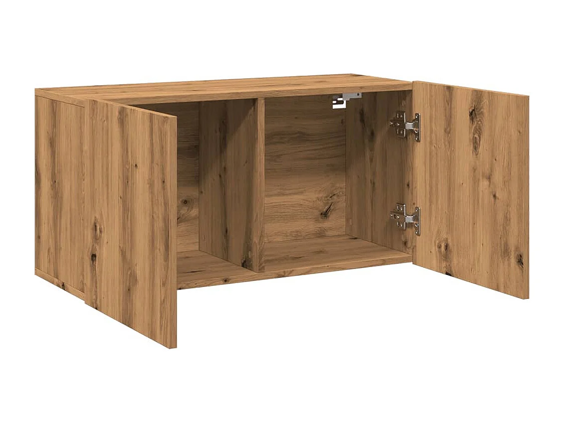 Meuble TV mural chêne artisanal 80x30x41 cm