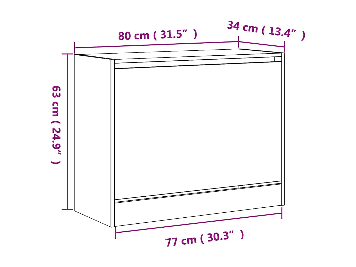Armoire à chaussures chêne fumé 80x34x63 cm bois d'ingénierie