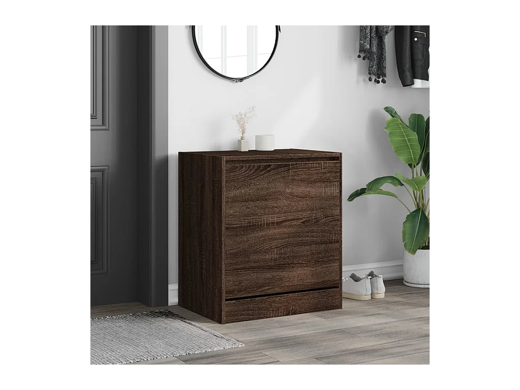 Schuhschrank aus brauner Eiche, 60 x 42 x 69 cm, Holzwerkstoff