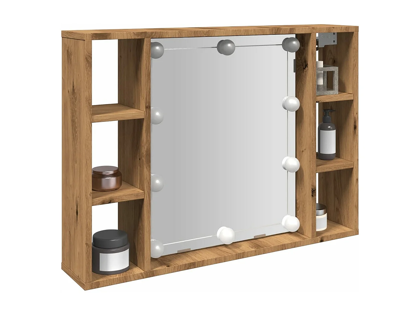 Armoire à miroir avec LED chêne artisanal 76x15x55 cm