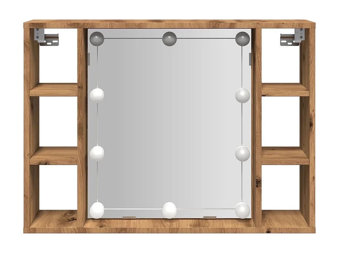 Armoire à miroir avec LED chêne artisanal 76x15x55 cm