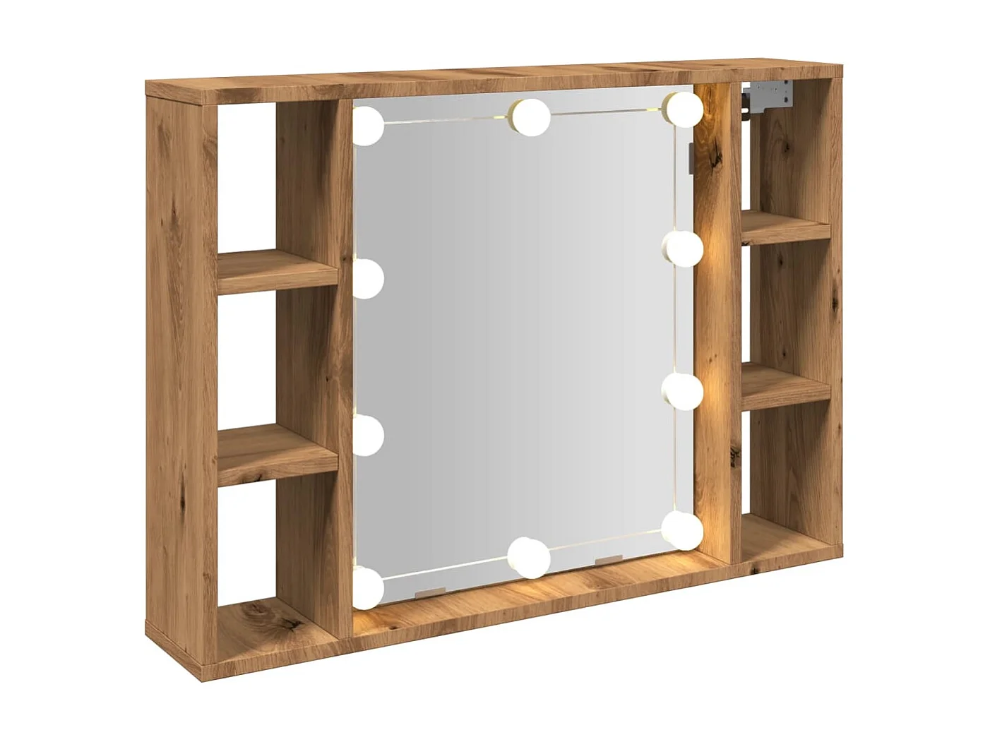 Armoire à miroir avec LED chêne artisanal 76x15x55 cm