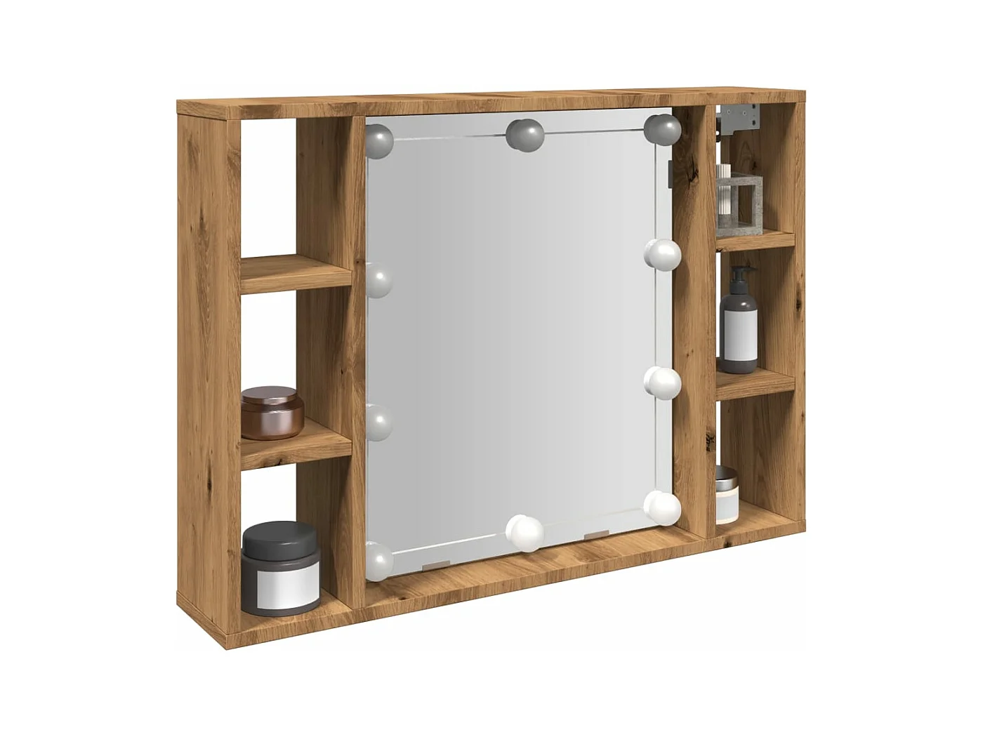 Armoire à miroir avec LED chêne artisanal 76x15x55 cm